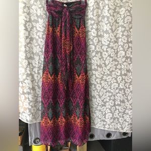 Women’s Strapless Maxi Dress in Magenta and Orange